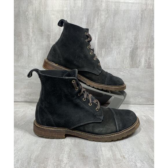 Allen Edmonds Boots Mens Size 10 D Black Suede Cap Toe Lace Up Work Rugged 1922 - Picture 5 of 11